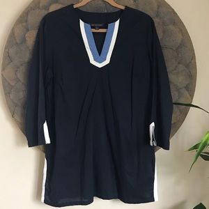Brooks Brothers Navy and White Swim Coverup